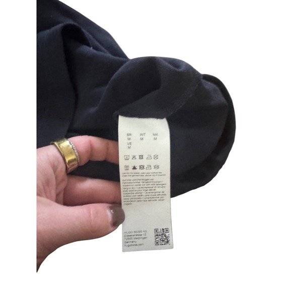 BOSS Men's Dark Navy Polo Shirt Pink Trim Logo Embroidery Size M - Picture 6 of 6